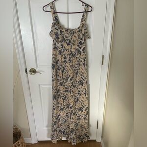 Anthropologie Moulinette Soeurs Floral Ruffle Silk Maxi Sundress